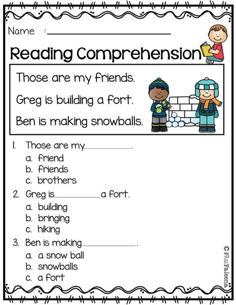 January Reading Comprehension Is Suitable For Kindergarten Students Or