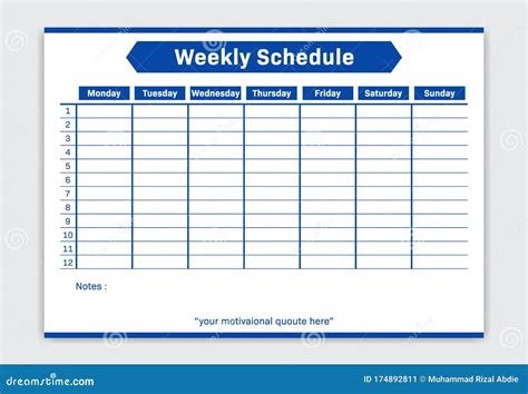 Weekly Schedule Planner In Blue White Simple Corporate Company Style