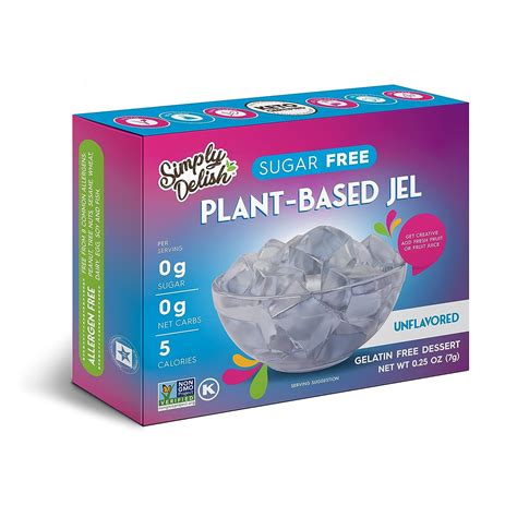simply delish plant based natural unflavored jel dessert 6 pack zero sugar 0g