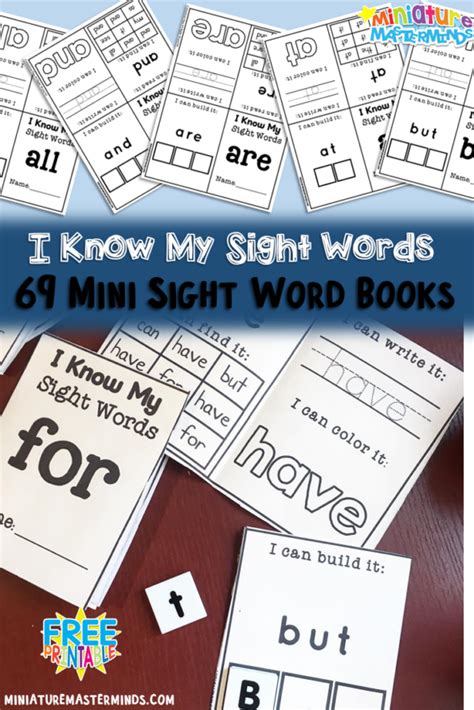 Free Sight Word Mini Booklets