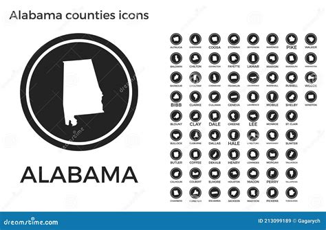 Alabama Counties Icons Stock Vector Illustration Of Country 213099189