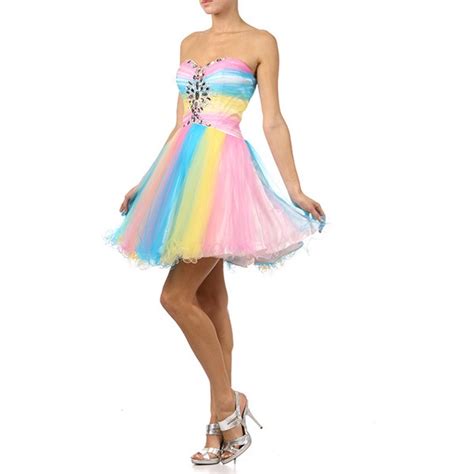 Rainbow Short Tulle Prom Dress Liked On Polyvore Wedding Pastel