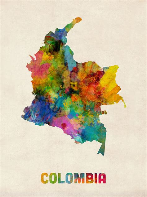 Colombia Watercolor Map Digital Art By Michael Tompsett Fine Art America