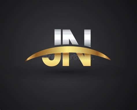 Jn Initial Logo Company Name Colored Gold And Silver Swoosh Design