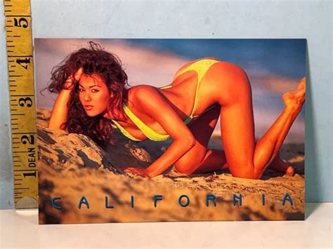 1990s Pinup Risque Postcard California Hot Girl In Yellow Bikini Postcard Fact 1915 Picclick