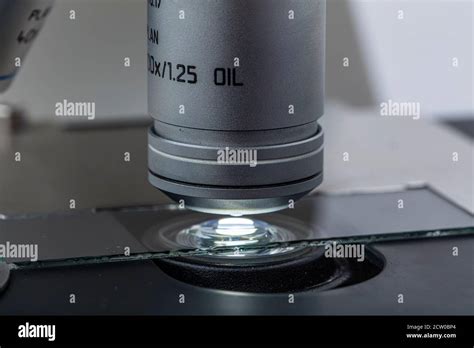 Distribution Of Immersion Oil Under Light Microscope Objective Lens