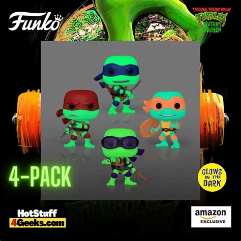 2023 New Tmnt Mutant Mayhem Glow 4 Pack Funko Pops Exclusive