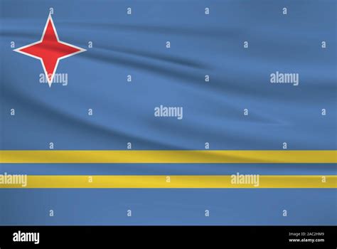 Waving Aruba Flag Official Colors And Ratio Correct Aruba National