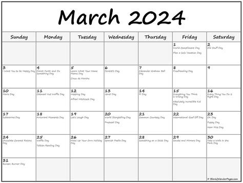 Holidays March 2024 Calendar 2024 Calendar Printable