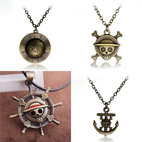 Hot Japanese Anime One Piece Necklace Pirate Luffy Anchor Skull Choba