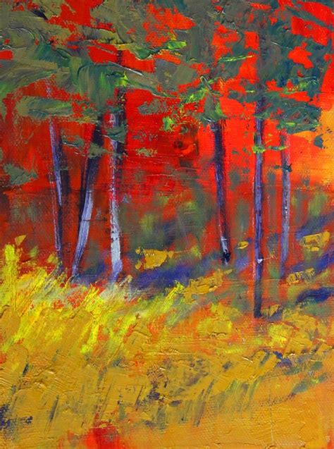 Semi Abstract Landscape Oil Painting Colorful Forest Abstract