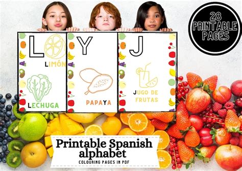 Printable Spanish Alphabet Coloring Pages For Kids Coloring Etsy