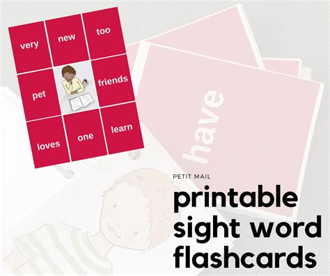 Printable Sight Word Flashcards Petit Mail