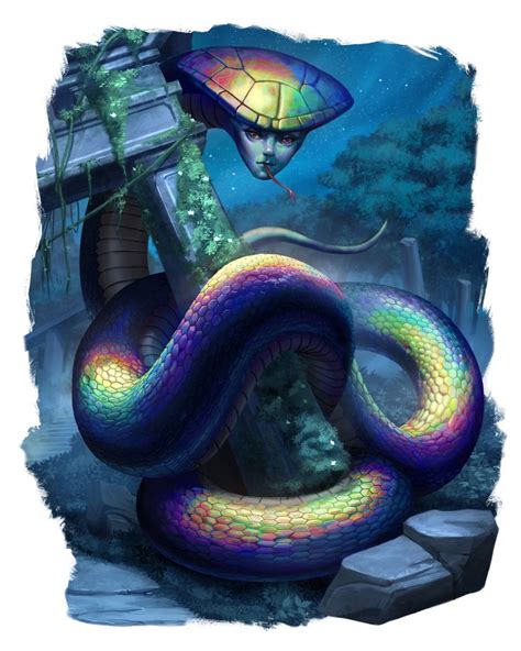 Iridescent Naga Creature Concept Art Moon Art Creature Concept