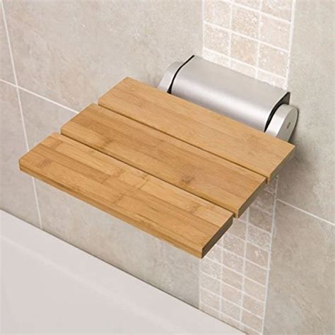 Buy Hudson Reed Wall Ed Wooden Folding Shower Seat In A Luxury Bamboo