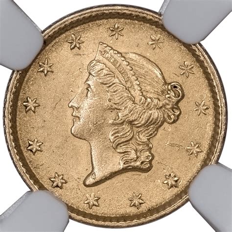 1853 Type 1 Gold Dollar Ngc Ms 62 Pq Brilliant Uncirculated