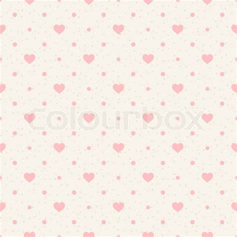Retro Nahtlose Muster Rosa Herzen Und Punkte Auf Beige Hintergrund Vektorgrafik Colourbox