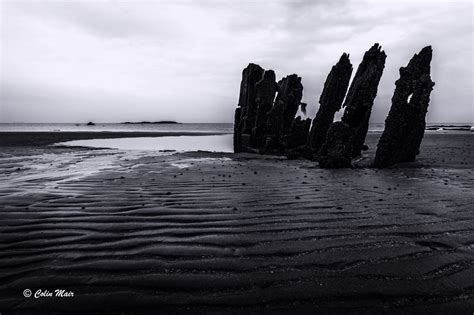 Wallpaper Bw Ardrossan Beach Sand Sea Old Jetty Wreck A78
