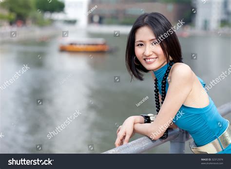 Beautiful Chinese Singaporean Woman Posing By Stock Photo 32312974