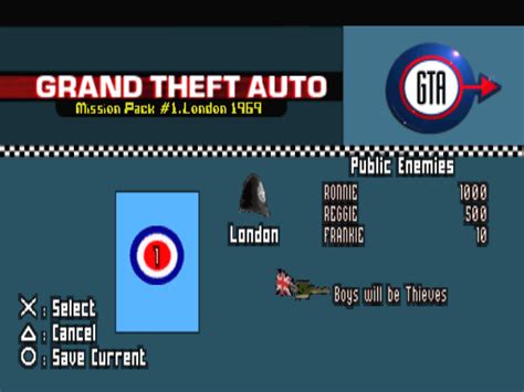 Filegrand Theft Auto Mission Pack 1 London 1969 Ps1 Missionpng