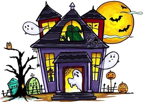 Haunted House Haunted House Drawing House Drawing For Kids Cute