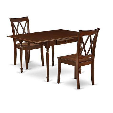 East West Furniture Mzcl3 Mah W 3 Piece Dinette Sets For Small Spaces