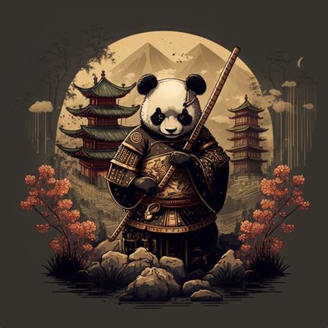 Ai Generated Art Masterpiece Panda Samurai Etsy