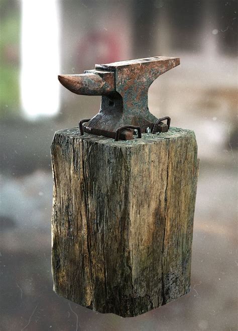 Rusty Anvil On Wooden Block Yan Ho Kung Environment Concept Art