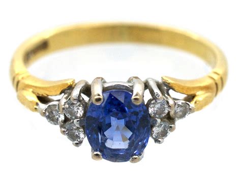 18ct Gold Ceylon Sapphire And Diamond Ring 120o The Antique