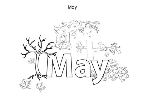 May Printable Month Coloring Sheet Coloring Page Images