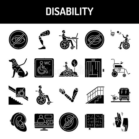 Disability Line Icons Set Isolated Vector Element Stock Vector