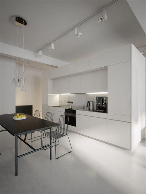 Modern Minimalist Black And White Lofts Contemporary Kitchen
