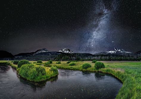 River Near Mountains In Night View Wallpaper Hd Nature 4k Wallpapers