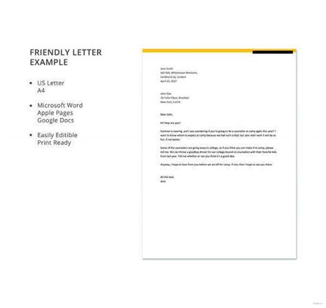 These may take the form of. 49+ Friendly Letter Templates - PDF, DOC | Free & Premium Templates