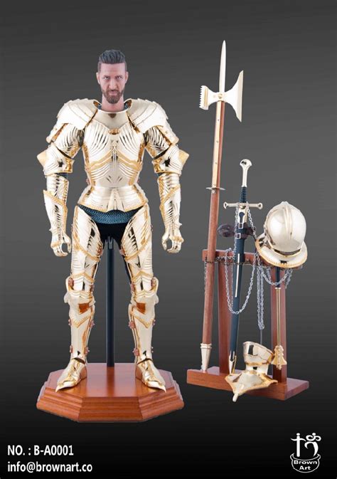 Brown Art 16 Medieval Knight With Metal Gothic Armour Collection