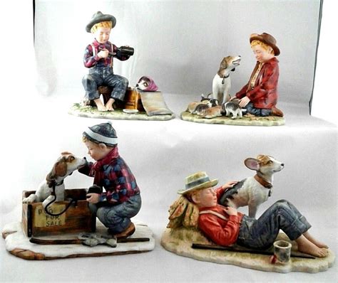 Norman Rockwell A Boy And His Dog Porcelain Figurine Set Gorham First