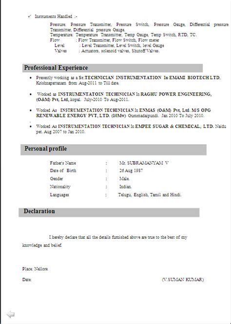 Most candidates who are freshers use the functional resume format instead of the more commonly used chronological resume format. Iti Student Resume Format ~ ANJINHO-B