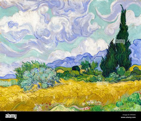 Wheat Field With Cypresses Vincent Van Gogh Post Impressionist