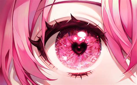 Eyes Pink Hair Anime Anime Girls Heart Eyes Closeup Digital Art