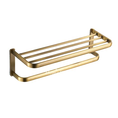 antique brass towel rack wall mounted shelf unique designer brushed luxury gold bathroom