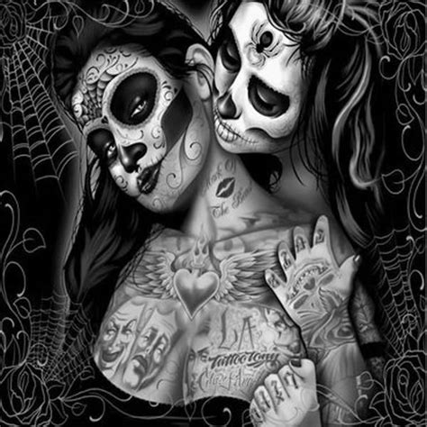 Sugar Skull Girls Canvas Painting High Resolution Print With Vibrant And Rich Colors Brilliant