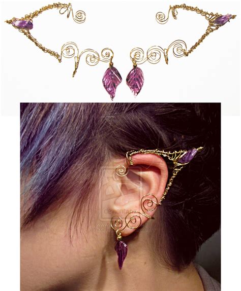 Wire Wrapped Elf Ear Cuffs In Gold And Amethyst Ear Jewelry Jewelry Crafts Jewelry Accessories