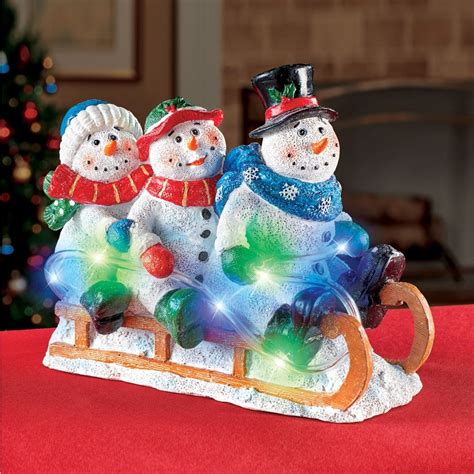 Light Up Sledding Snowmen Tabletop Decoration Acoutlet Decorandts