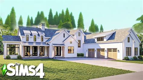 Modern Country Farmhouse Curb Appeal Recreation Sims 4 Speed Build