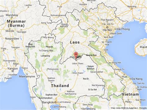 vientiane on map of laos
