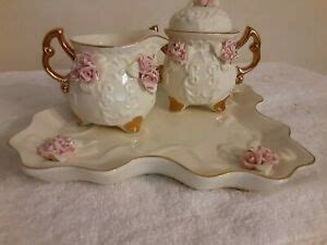 Cracker Barrel Porcelain Collection Mini Tea Set Pink Rose Gold Ebay
