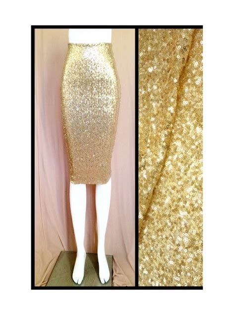 Shiny Gold Sequin Pencil Skirt By Sparklemegorgeous On Etsy