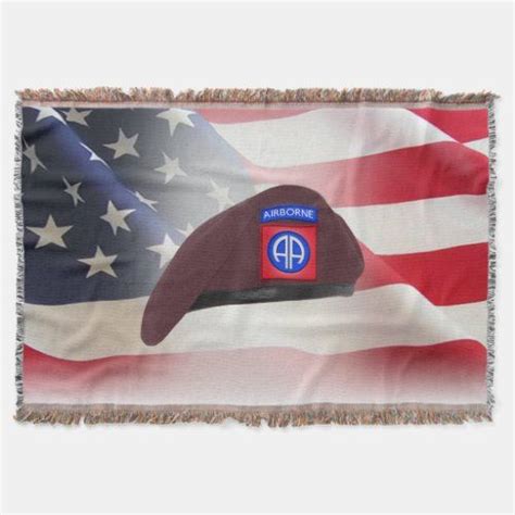 82nd Airborne Division Paratrooper Beret Throw Blanket Zazzle Xmas