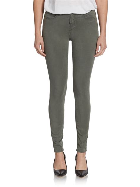 J Brand Maria Colored High Rise Skinny Jeans In Green Lyst