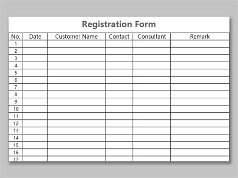 Excel Of Simple Basic Registration Formxlsx Wps Free Templates